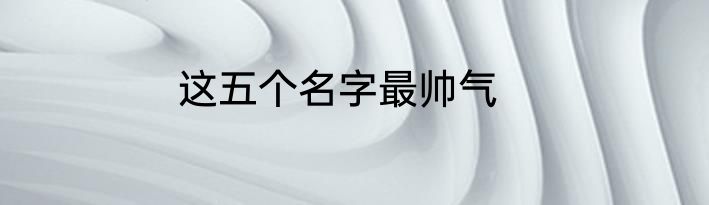 这五个名字最帅气