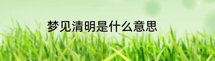 梦见清明是什么意思