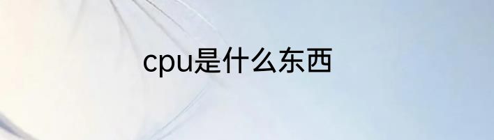 cpu是什么东西