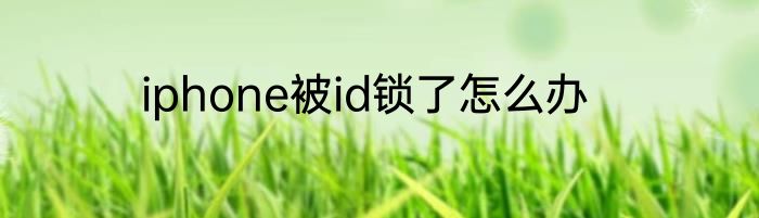 iphone被id锁了怎么办