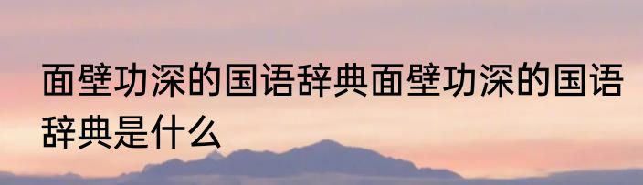 面壁功深的国语辞典面壁功深的国语辞典是什么
