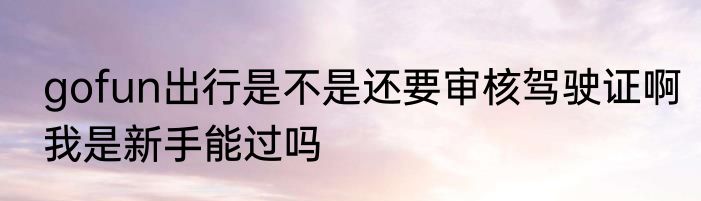gofun出行是不是还要审核驾驶证啊我是新手能过吗