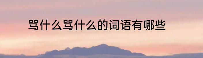 骂什么骂什么的词语有哪些