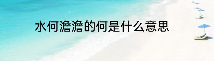 水何澹澹的何是什么意思