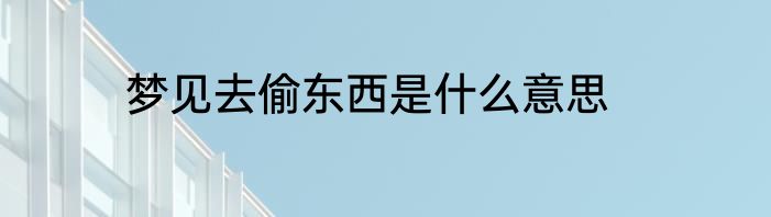 梦见去偷东西是什么意思