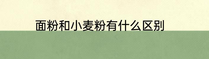 面粉和小麦粉有什么区别