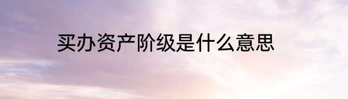 买办资产阶级是什么意思