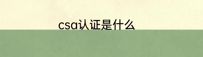 csa认证是什么