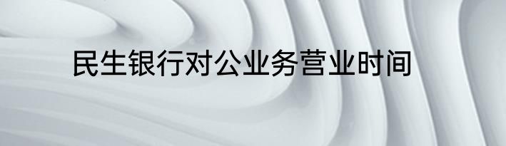 民生银行对公业务营业时间