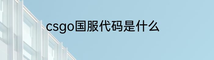 csgo国服代码是什么