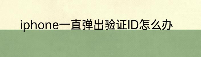 iphone一直弹出验证ID怎么办