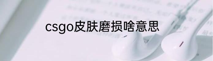 csgo皮肤磨损啥意思