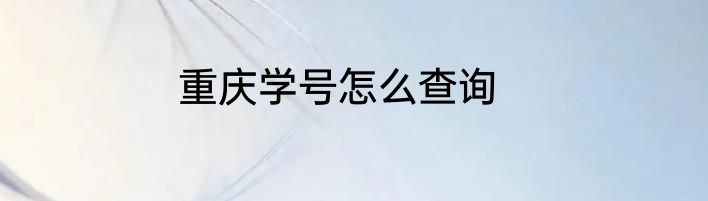 重庆学号怎么查询