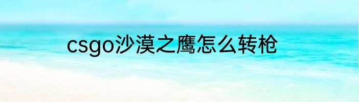 csgo沙漠之鹰怎么转枪