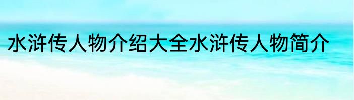 水浒传人物介绍大全水浒传人物简介