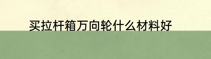 买拉杆箱万向轮什么材料好