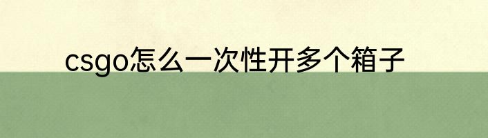csgo怎么一次性开多个箱子