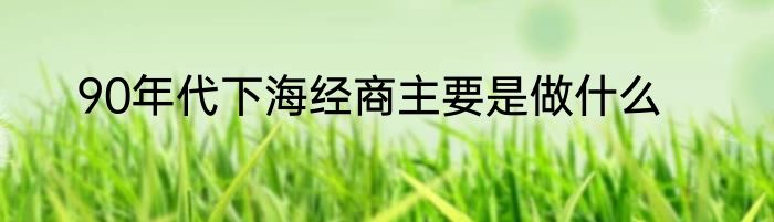 90年代下海经商主要是做什么