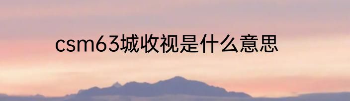 csm63城收视是什么意思