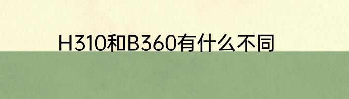 H310和B360有什么不同