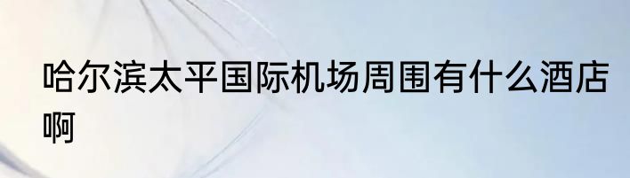 哈尔滨太平国际机场周围有什么酒店啊