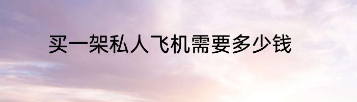 买一架私人飞机需要多少钱