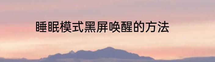 睡眠模式黑屏唤醒的方法