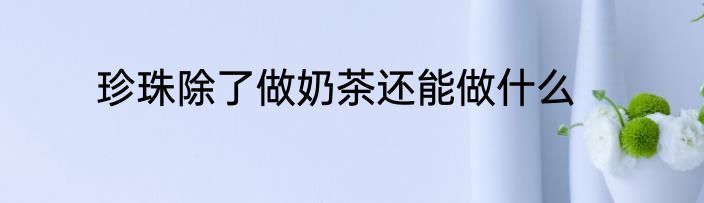 珍珠除了做奶茶还能做什么