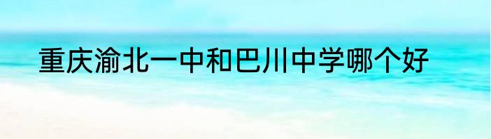 重庆渝北一中和巴川中学哪个好