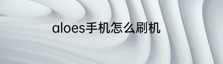 aloes手机怎么刷机