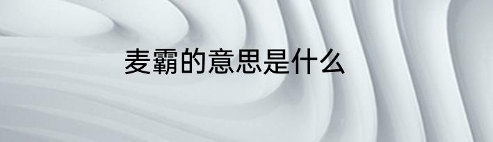 麦霸的意思是什么