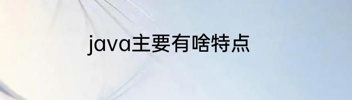 java主要有啥特点