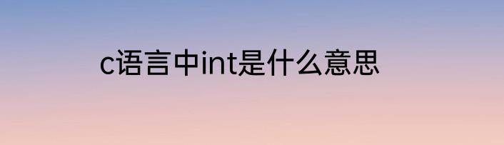 c语言中int是什么意思