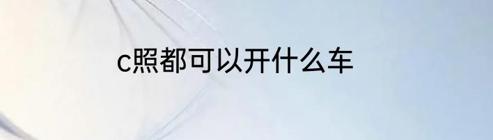 c照都可以开什么车