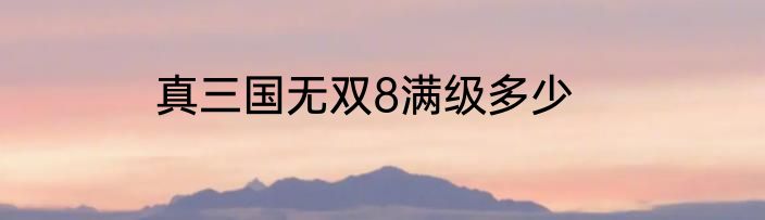 真三国无双8满级多少