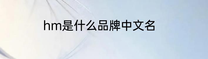hm是什么品牌中文名