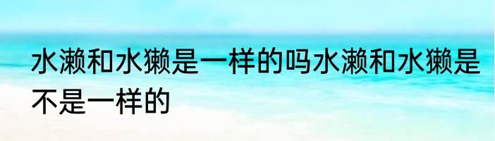 水濑和水獭是一样的吗水濑和水獭是不是一样的
