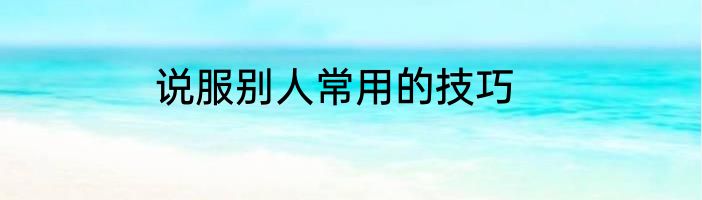 说服别人常用的技巧