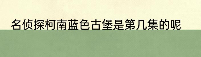 名侦探柯南蓝色古堡是第几集的呢