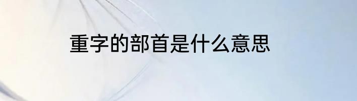 重字的部首是什么意思