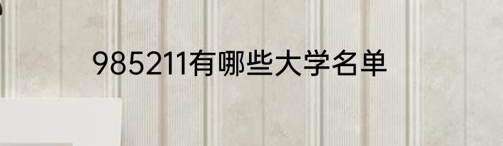 985211有哪些大学名单