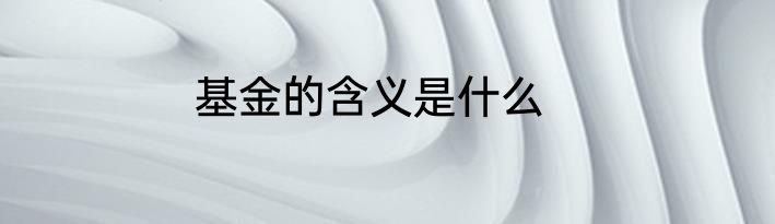 基金的含义是什么