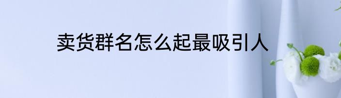 卖货群名怎么起最吸引人
