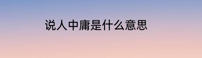 说人中庸是什么意思