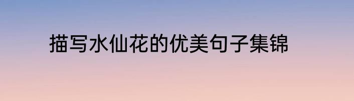 描写水仙花的优美句子集锦