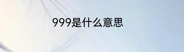 999是什么意思