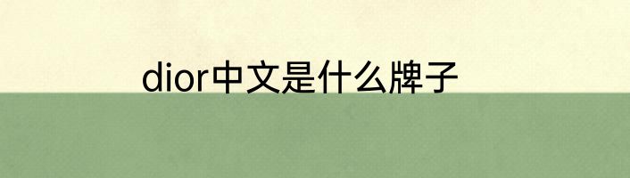 dior中文是什么牌子