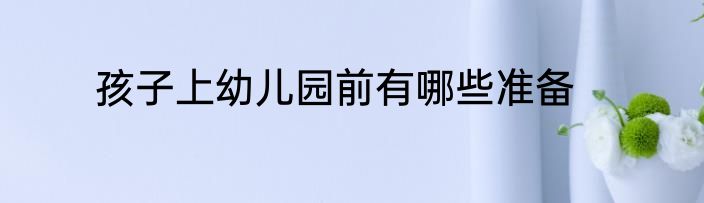 孩子上幼儿园前有哪些准备