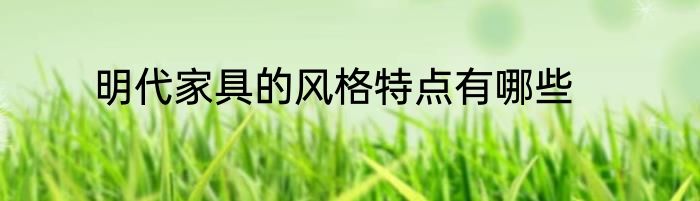 明代家具的风格特点有哪些