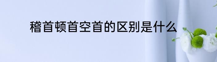稽首顿首空首的区别是什么
